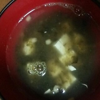 お茶漬けのもとで豆腐のお吸い物